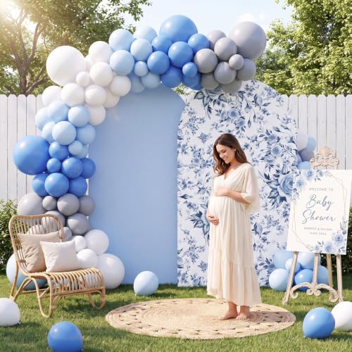 112pcs Blue Floral Arch Backdrops Cover Set - Image 4