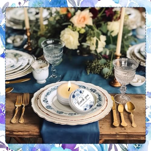 MTLEE 50 Pcs Wedding Candles Gift Favors for Guests 1 oz, Blue Rose - Image 3