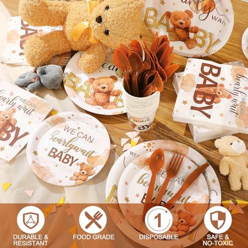 Dandat 350 Pcs Baby Shower Set, Bear, Brown - Image 4