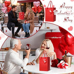 Sherr 50 Pcs Red Gift Bags with Handles Tags 5.3 x 3.7 x 8.1 Inches Small Glossy Paper Bags Bulk Wedding Birthday Baby Shower Party Favor Gifts - Image 2