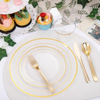 DaYammi 210PCS Clear Gold Plastic Dinnerware Set for 30 Guests - Image 5