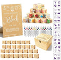 140 Pcs Baby Shower Blocks to Decorate Game Kit Includes Wooden Blocks Markers Game Sign Storage Box for Baby Shower Gender Reveal Activity Party Decorations by Unknown