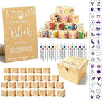 140 Pcs Baby Shower Blocks to Decorate Game Kit Includes Wooden Blocks Markers Game Sign Storage Box for Baby Shower Gender Reveal Activity Party Decorations by Unknown
