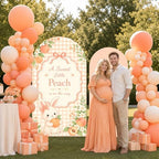 2PCS Peach Baby Shower Arch Backdrop Cover 6ft 7.2ft - Image 5