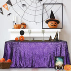 SquarePie Sequin Tablecloth 90x132 Inch Purple for Wedding Halloween Party - Image 3