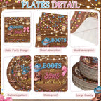 400 Pcs Boots or Bows Gender Reveal Party Decoration for 50, Gender Reveal Plates Napkins Cups Cutlery Pink Blue Western Disposable Tableware for Boy or Girl Baby Shower Party Supplies - Image 2