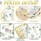 Potchen 452 Pcs Eucalyptus Leaves Plates Napkins Party Supply, Sage Green - Image 3