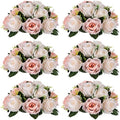 NUPTIO Flower Balls for Wedding Centrepieces - 6 Pcs 9.5in Diameter Artificial Flower Ball Arrangement Bouquet Peachy Pink & Creamy White Fake Rose Flowers Party Centerpieces for Weddings Tables by Nuptio
