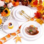 YOUBET 175PCS White Plastic Plates with Gold Rim for Wedding Party - Image 2