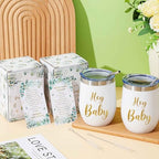 Hoolerry 6 Set Baby Shower Cups, 12oz Stainless Steel Tumbler, Greenery - Image 5