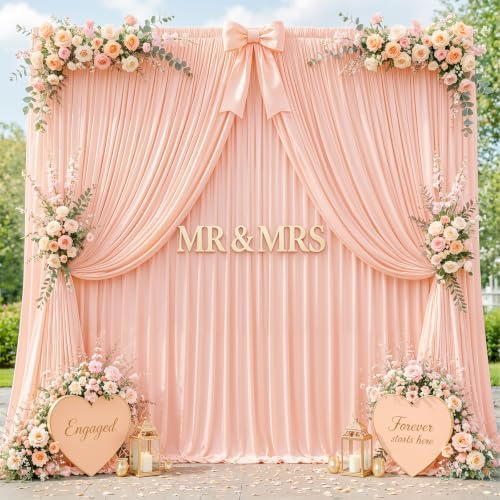 Blush Pink Backdrop Curtains-Wrinkle-Free Polyester Photography Drapes Party Curtain Background for Baby Shower Wedding Decorations- 16 X10FT - Image 2