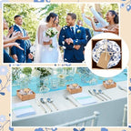 SiliFine 96 Pcs Wedding Favors for Guests Small Ceramic Bowls, Flower, Blue - Image 6