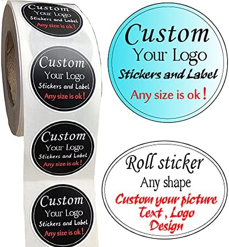 500PCS Custom Text Business Roll Sticker Personalized Design Water Bottle Label Gift Box Birthday Wedding Party First Holy Communion Baptism Stickers (White Artpaper, 2 inch Square) by Wennikids