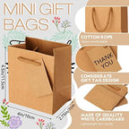 Sherr 100 Pcs Brown Mini Paper Gift Bags with Handles, White Tags - Image 3