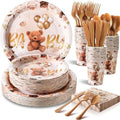 FillTouch 350 Pcs Bear Disposable Plates, Fall Baby Shower Tableware Set by FillTouch