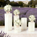 5 Pcs Cardboard Flower Stand Set, Honeycomb Wedding Flower Pedestal Cylinder Covers with PVC Top Plates, Round Display Plinth Stands for Wedding, Birthday, Baby Shower, Party Decorations by Unknown