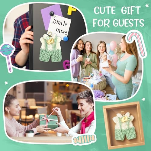 LemonRoad 15 Pcs Baby Shower Favors for Boy or Girl Baby Shower Prizes for Guests Sweater Refrigerator Magnet with Box Coat Hangers Acrylic Feet for Thank You Gifts Gender Reveal Baptism Party(Green) - Image 5