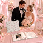 Engrowtic Embroidered Pink Bow Baby Shower Guest Book Linen Cute - Image 5