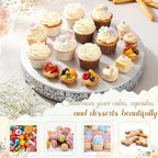 Wenqik 18 Inch Silver Cake Stand Set Metal Round Cupcake Dessert Stand with Cake Cutting, Flower Spatula Wedding Cupcake Pastry Display Candy Holder Display for Wedding Party Birthday Baby Shower - Image 5