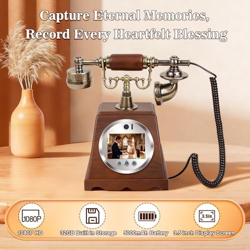 Video Audio Guest Book Wedding Phone, 3.5” 1080P Video Guestbook Phone for Wedding, Bridal Shower, Birthday Party, Baby Shower, Anniversary Engagement (Wood-Toned Brown) - Image 2