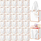 Yeaqee 50 Pcs Mini Paper Gift Bags with Handles Tag, White, Rose Gold by Yeaqee