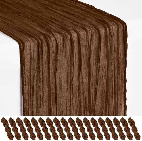 18 Pack Brown Cheesecloth Table Runner 17x108 Inches Boho Home Decor by Showgeous