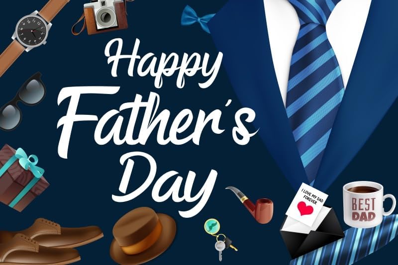 15x10ft Blue Fathers Day Backdrop Suit Tie Fathers Day Photo Backdrop Love Best Dad Ever Father's Day Decorations Background Family Prom Newborn Party Birthday Party Banner Photo Booth by ZJRBJB