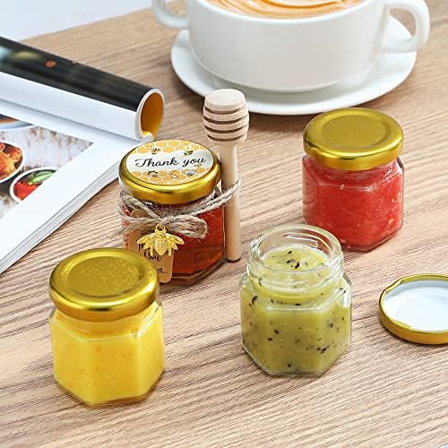 CRTWDMAN 60 Pack Mini Honey Jars with Lids and Dippers - Image 5