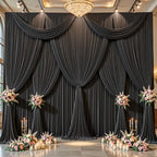 10 Panels Black Backdrop Curtains - Wrinkle Free Fabric Backdrop Curtain for Photoshoot,10ft Wedding Party Photo Backdrop Drapes for Birthday Baby Shower Photography Stage Background Decorations by Shillance