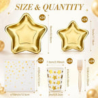 120 Pcs/24 Sets Gold Star Party Tableware Set for Guests - Image 2