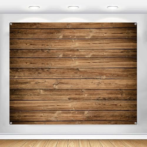 Wood Backdrop 10x8ft Brown Wooden Rustic Background Fabric Polyester Floor Panel Board Banner Baby Shower Birthday Wedding Decorations Western Barn Party Wall Decor Photography Supplies by Unknown