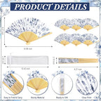 Briwooody 30 Set Blue Floral Hand Folding Fans with Organza Bags Bulk Chinoiserie Wedding Favors for Guests Blue and White Paper Fan for Bridal Shower Supplies Bridesmaid Gifts Party Decorations - Image 2