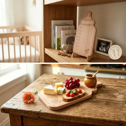 Baby Bottle Shaped Acacia Wood Cheese Board Gift Set - Premium Baby Shower Prizes for Game Winners, Gender Reveal & Bridal Shower Party Favors for Guests Acacia Wood 6 Sets - Image 6
