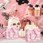 Kolldenn 40 Pcs Pink Halloween Party Favor Bags with Handles,Boo Style - Image 3