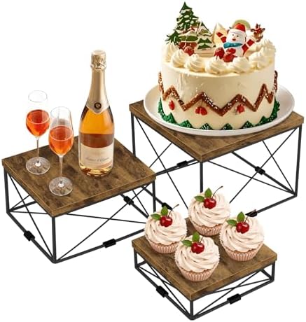 ELITEROO Buffet Risers and Stands, Square Display Risers, Wood Food Riser by ELITEROO