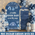 Serencatcher 7.2ft 6ft Denim Blue Jean Baby Shower Arch Backdrop Cover 2pcs - Image 6