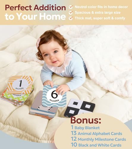 Mallify 5-in-1 Plush Baby Play Gym, Baby Play Mat, Convertible Baby Gym with Blanket and 6 Toys, Tummy time mat, Baby Activity Center from Newborn to Toddler, Baby Gym, Baby Newborn Essentials,Cream - Image 4