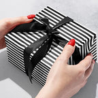 Jillson Roberts Gift Wrap, Embossed Black & White Stripes (5 feet x 30 inches) - Image 2