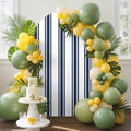 Strip Spandex Arch Backdrop Cover 7.2FT for Balloon Garland Rustic Farmhouse Strip Blue Double-Sided Chiara Backdrop Stand Cover Elastic Fitted Fabric Background for Birthday Party Baby Shower Decor by EZON-CH