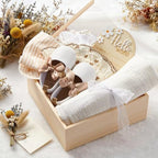Golray Wooden Baby Gift Basket Newborn Girls Baby Shower Gifts Cloth Set with Bodysuit/Soft Shoes/Socks/Blanket/Bib/Headband/Wood Milestone, New Born Baby Girl Clothes Gender Reveal Gift Stuff - Image 6