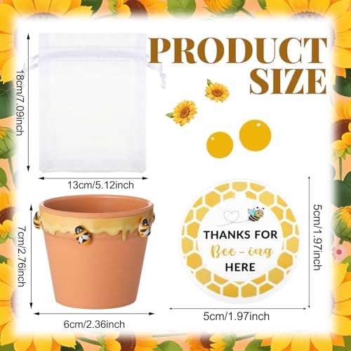 Ctosree 50 Sets Sweet As Can Bee Baby Shower Favors for Guests Honeybee Seed Packets Bulk Include Self Adhesive Seed Packets Flowerpot Thank You Tags Organza Bags for Sweet Bee Theme Baby Shower - Image 2