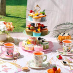 Layhit 83 Pcs Tea Party Set with 3 Tier Cake Stand Floral Tableware - Image 6