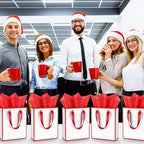 Yeaqee 50 Pcs Metallic Paepr Gift Bags Bulk with Handles,White Red - Image 6