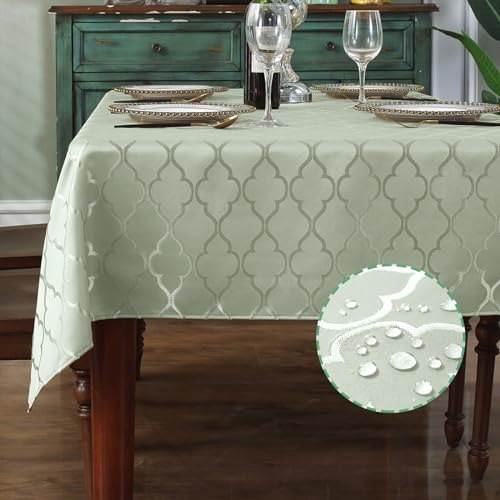 SASTYBALE Sage Green Gray Rectangle Jacquard Tablecloth 60x120 Inches by SASTYBALE