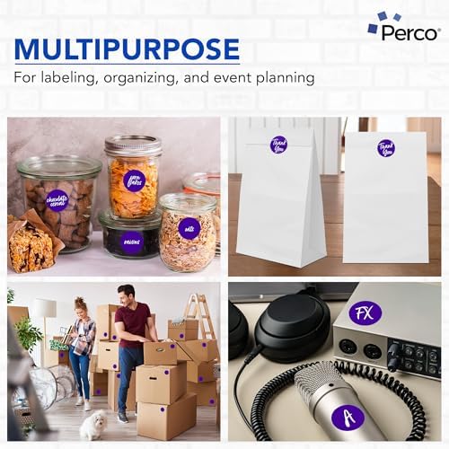 Perco Purple Perforated Round Circle Dot Sticker 2-Inch Labels — 10 Rolls, 5,000 Stickers - Creative Branding, Category Labels & Themed Packaging - Made in USA - Image 3