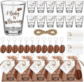 Roshtia 36 Set Coffee Baby Shower Favors for Guests Clear Acrylic Shot Glasses Thank You Tags Keychains Organza Bags Coffee Party Supplies for Girl Gender Reveal Favor by Roshtia
