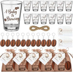 Roshtia 36 Set Coffee Baby Shower Favors for Guests Clear Acrylic Shot Glasses Thank You Tags Keychains Organza Bags Coffee Party Supplies for Girl Gender Reveal Favor by Roshtia