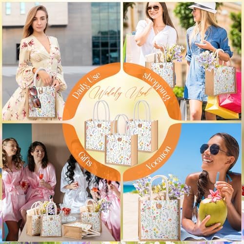 Abbylike 12 Pcs Floral Gift Bag Small Flower Tote Bag,Wildflowers - Image 3