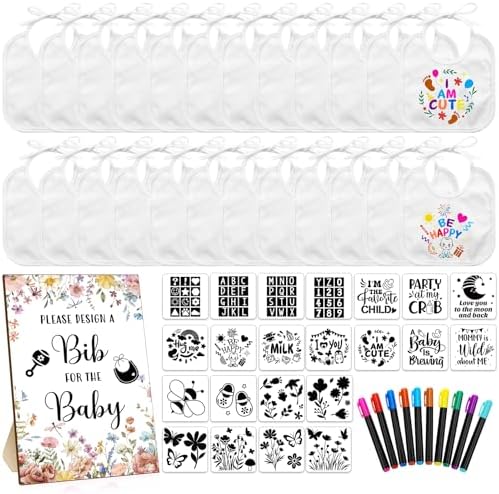 Newwiee 55 Pcs White Baby Bibs DIY Bib Decorating Design by Newwiee