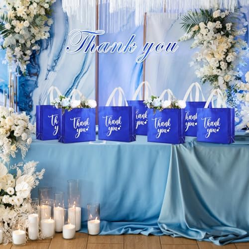 Sweetude 30 Thank You Non Woven Gift Bag, 11 x 12 x 5 Inch, Royal Blue - Image 5